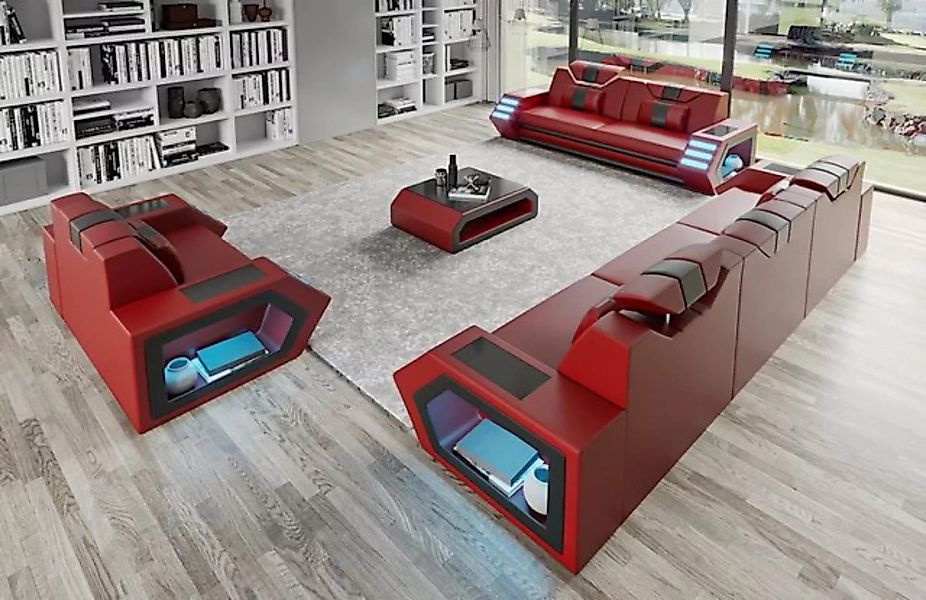 JVmoebel Sofa Moderne Sofagarnitur luxus Design 3+2+1 Sitzer Couch Neu LED, günstig online kaufen