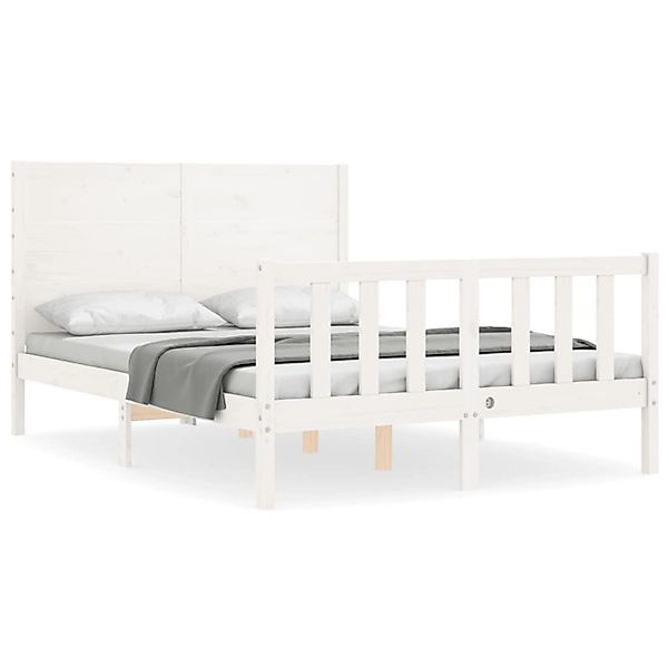 vidaXL Massivholzbett ohne Matratze Weiß 140x190 cm Kiefernholz 3192732 günstig online kaufen
