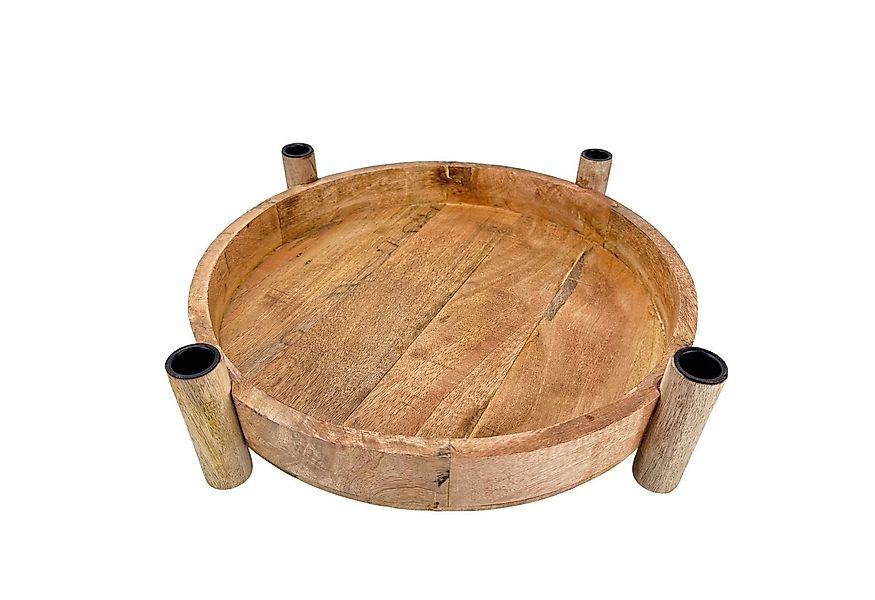 Online-Fuchs Adventskranz aus Mangoholz für Stabkerzen mit schwarzen Kerzen günstig online kaufen