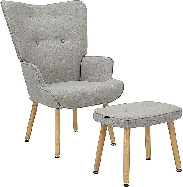 OTTO home Ohrensessel PERHAM, Sessel mit Hocker im Set, Knopfheftung, Massi günstig online kaufen