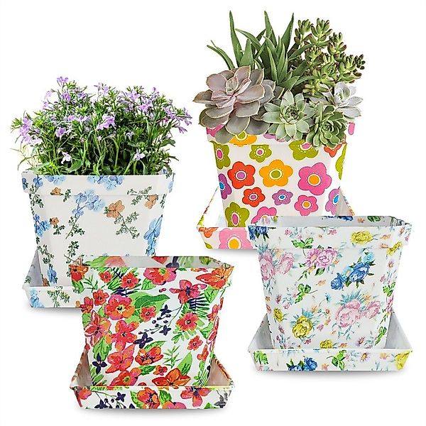 SIKAINI Blumentopf 4er-Set Blumentöpfe (wasserdurchlässig und günstig online kaufen