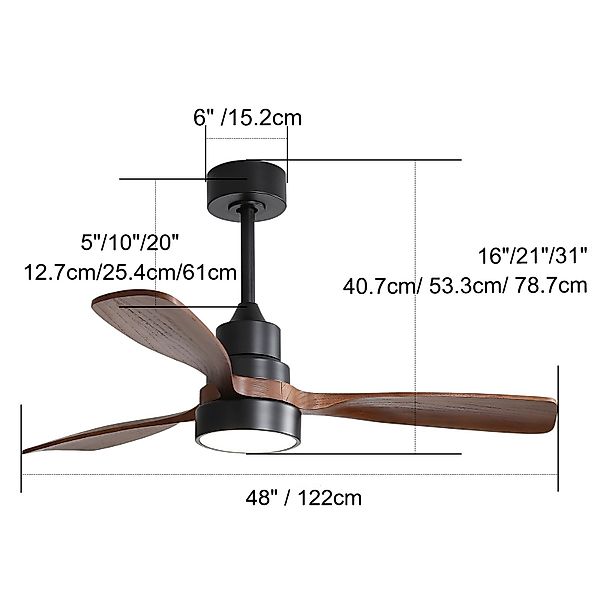 Sofucor Deckenventilator mit Fernbedienung und LED-Beleuchtung, günstig online kaufen