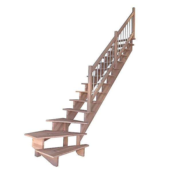 Treppe Lindos Buche Gewendelt L 100 cm Holz-Edelstahl-Geländer FSC® günstig online kaufen