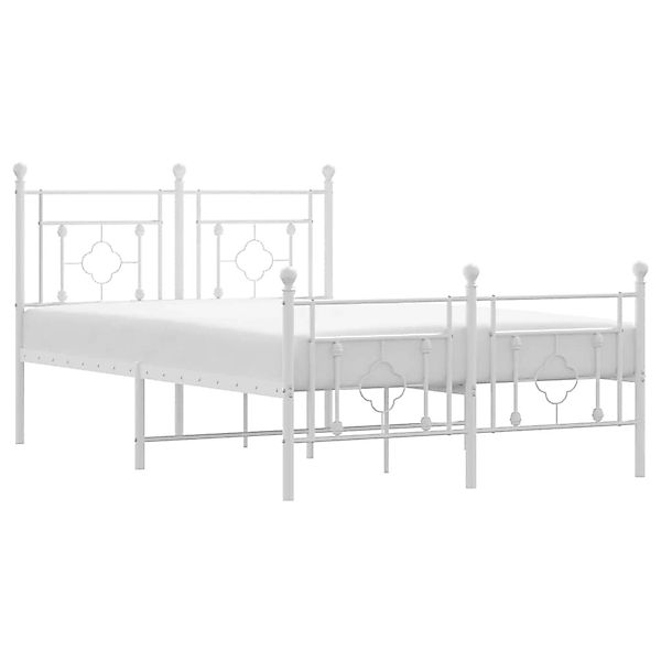 vidaXL Bettgestell, Bettrahmen mit Kopf- und Fußteil Metall Weiß 120x200 cm günstig online kaufen