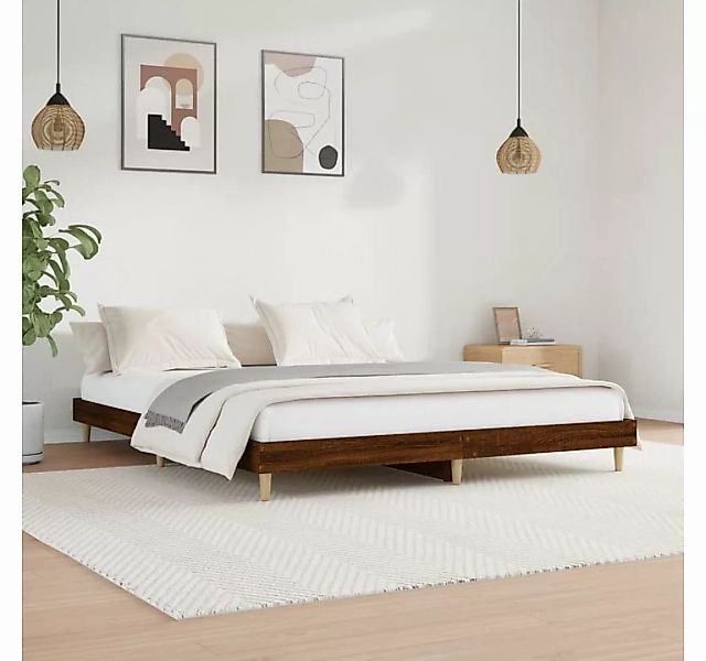 furnicato Bett Bettgestell Braun Eichen-Optik 160x200 cm Holzwerkstoff günstig online kaufen