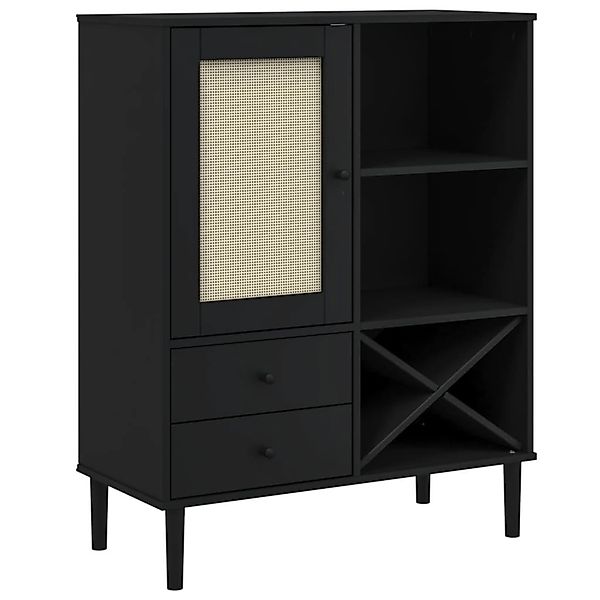 vidaXL Highboard SENJA Rattan-Optik Schwarz 90x40x112 cm Kiefernholz 358054 günstig online kaufen