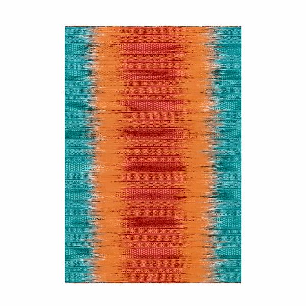 MeGusta Flachflor Teppich Retro Orange - Blau Wolle 170x240 cm Graciela günstig online kaufen