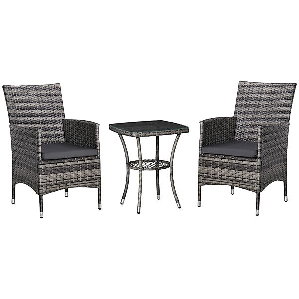 Outsunny Rattan Gartenmöbel Set mit Sitzkissen günstig online kaufen
