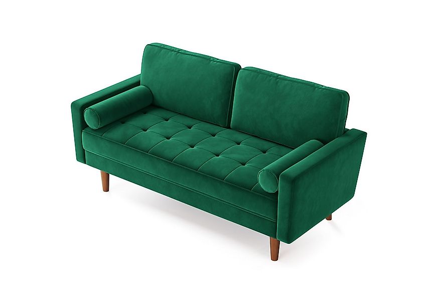 OUNUO Sofa 121cm Kleines Loveseat Sofa, Samtcouch mit 2 Wurfkissen günstig online kaufen