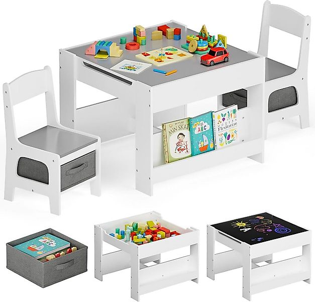 TLGREEN Kindersitzgruppe 3-in-1 Multifunktional mit Whiteboard & Kreidetafe günstig online kaufen