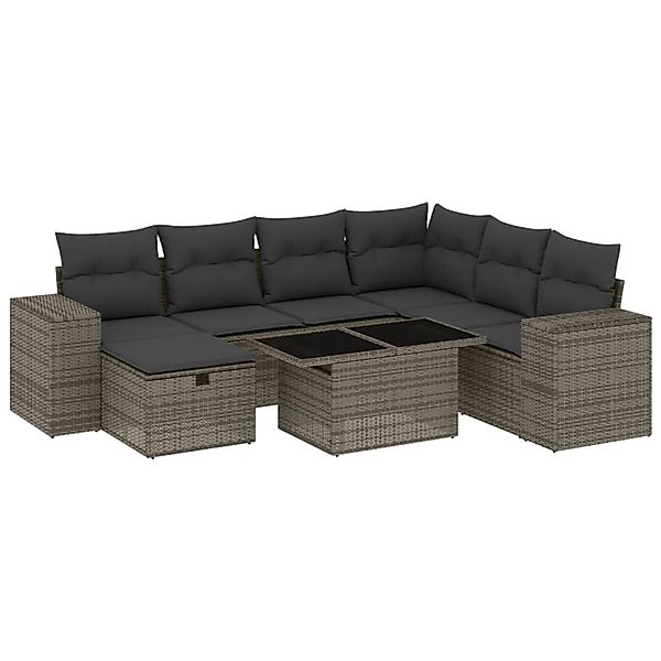 vidaXL 8-Tlg Garten-Sofagarnitur mit Kissen Grau Poly Rattan 3275320 günstig online kaufen