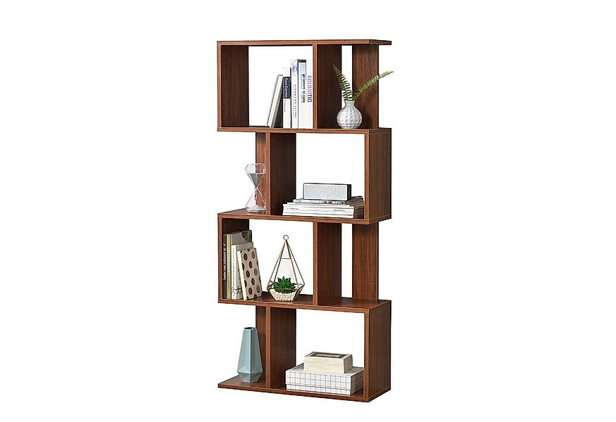 en.casa Bücherregal, »Brattahlid« Medienregal Walnuss günstig online kaufen