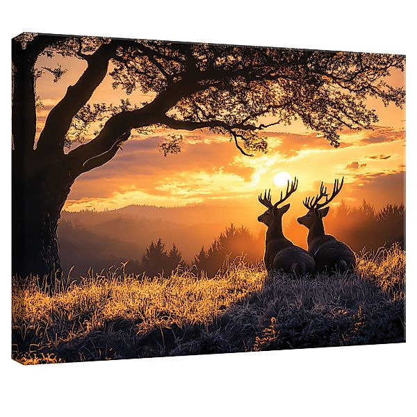 Wallarena Leinwandbild Wald Hirsche Tiere Natur günstig online kaufen
