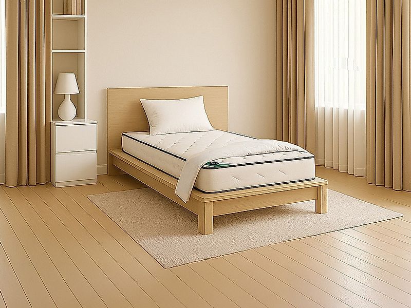 Bett-Set mit Schaumstoffmatratze, Bambus-Bezug, Bettdecke + 1 Kissen - 90 x günstig online kaufen