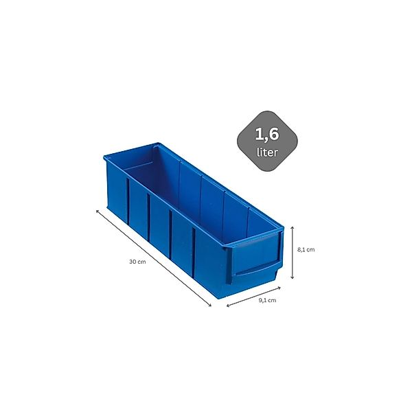 PROREGAL SparSet 10x Blaue Industriebox 300 S HxBxT 8,1 x 9,1 x 30 cm 1,6 L günstig online kaufen