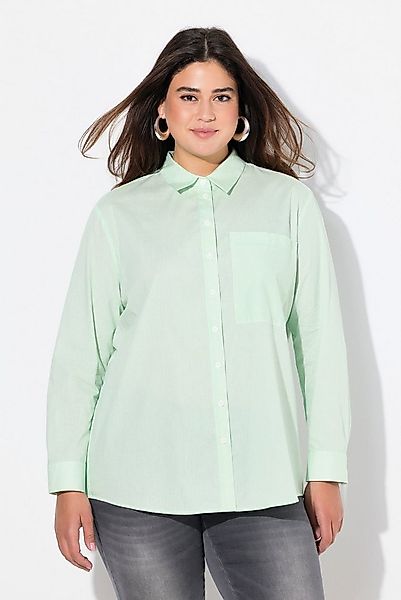 Ulla Popken Hemdbluse Bluse Streifen A-Linie Hemdkragen Langarm günstig online kaufen