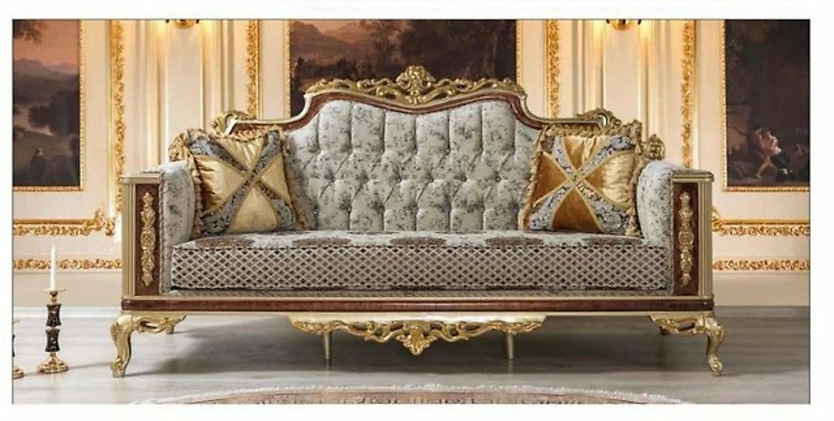 JVmoebel Sofa Sofa Couch Dreisitzer Polster Barock Rokoko Chesterfield Möbe günstig online kaufen