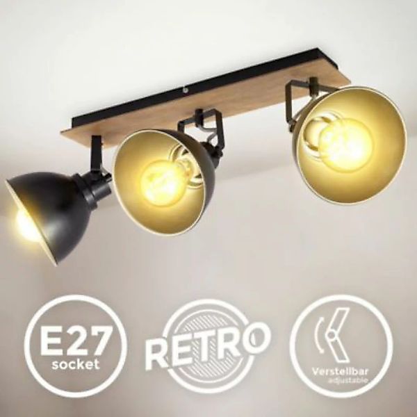 B.K.Licht LED Deckenleuchte Retro Spotlampe Vintage Holz Industrie Wohnzimm günstig online kaufen