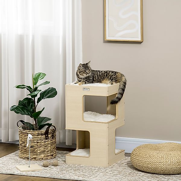 PawHut Katzenhöhle 3-stufiger Katzenschrank Indoor Katzenhaus mit Kissen un günstig online kaufen