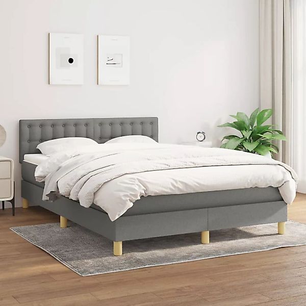 vidaXL Boxspringbett Boxspringbett mit Matratze Dunkelgrau 140x200 cm Stoff günstig online kaufen