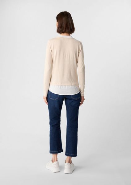 comma Longpullover Strickpullover 2-in-1-Pullover in Layering-Optik günstig online kaufen