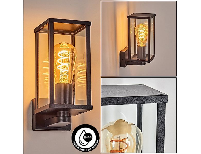 hofstein Außen-Wandleuchte Außenwandlampe aus Metall/Glas in Schwarz/Klar, günstig online kaufen