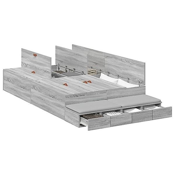 vidaXL Bett Stauraumbett Grau Sonoma 120x200 cm (1-tlg) günstig online kaufen