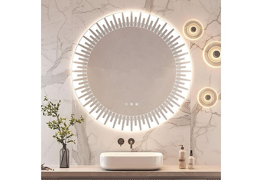 YOLEO Badspiegel Badzimmerpiegel mit Beleuchtung, runder/asymmetrischer Wan günstig online kaufen