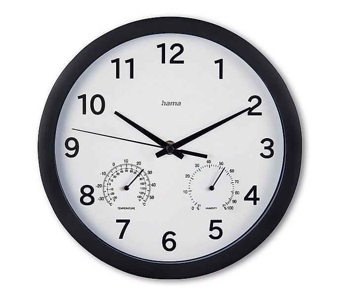 Hama Wanduhr Wanduhr "Malta", Ø 25 cm, ohne Ticken, Schwarz (geräuscharm, m günstig online kaufen