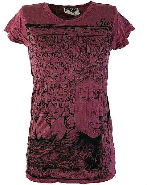 Guru-Shop T-Shirt Sure T-Shirt Mantra Buddha - bordeaux Goa Style, alternat günstig online kaufen