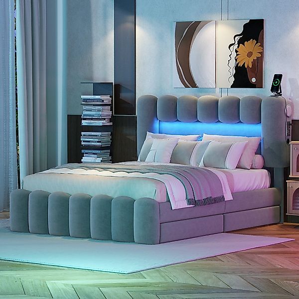 TavilaEcon Polsterbett Doppelbett Funktionsbett Stauraumbett mit günstig online kaufen