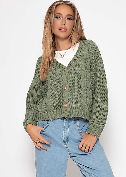 SASSYCLASSY Cardigan Zopfstrick-Cardigan mit Knopfleiste für günstig online kaufen