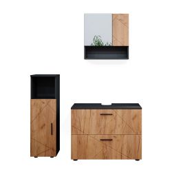 Vicco Badmöbel-Set Irma, Anthrazit/Eiche, 3 Teile, günstig online kaufen