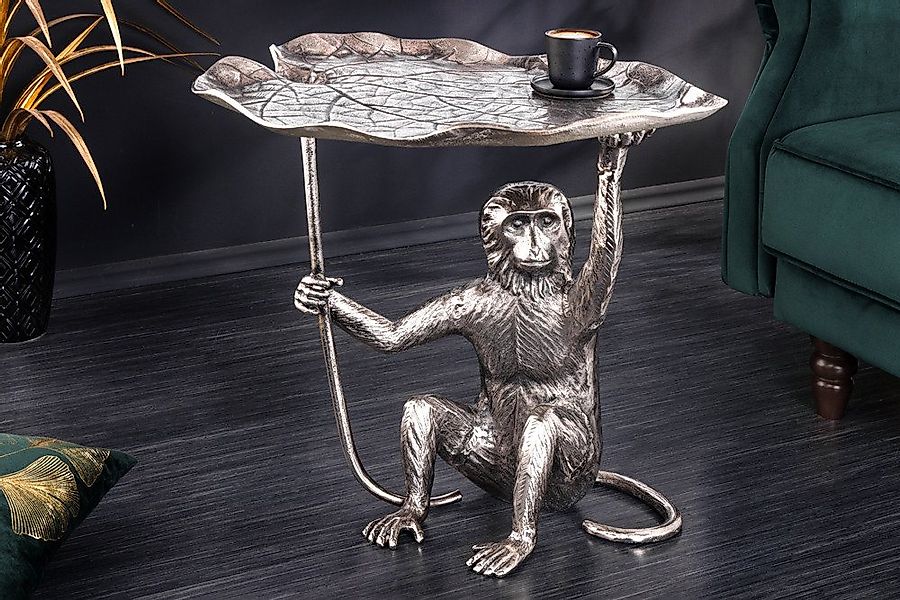 riess-ambiente Beistelltisch WILDLIFE MONKEY 60cm silber antik · Wohnzimmer günstig online kaufen