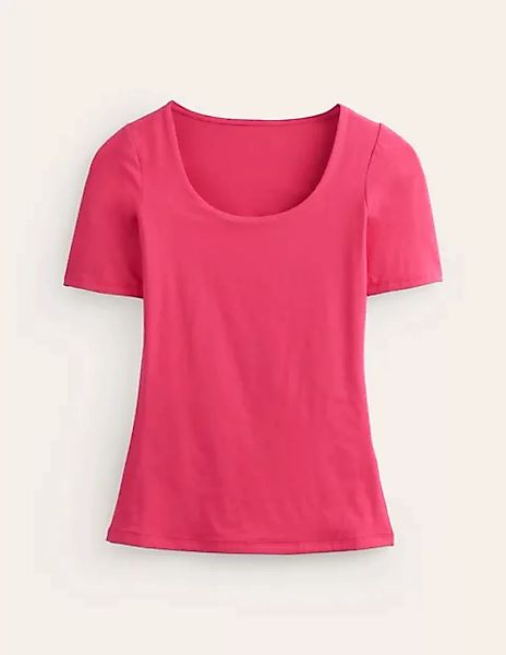 Doppellagiges T-Shirt mit tiefem Rundhalsausschnitt Damen Boden, Rosa neu g günstig online kaufen