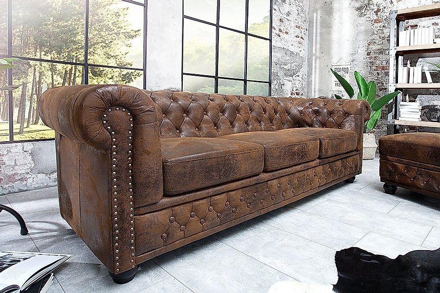 riess-ambiente 3-Sitzer CHESTERFIELD 205cm antik braun, Einzelartikel 1 Tei günstig online kaufen