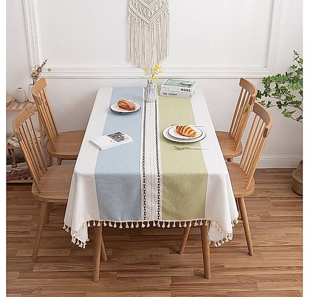 BYSURE Tischdecke (1-tlg), Tischdecke aus Baumwolle Leinen, Stickerei günstig online kaufen