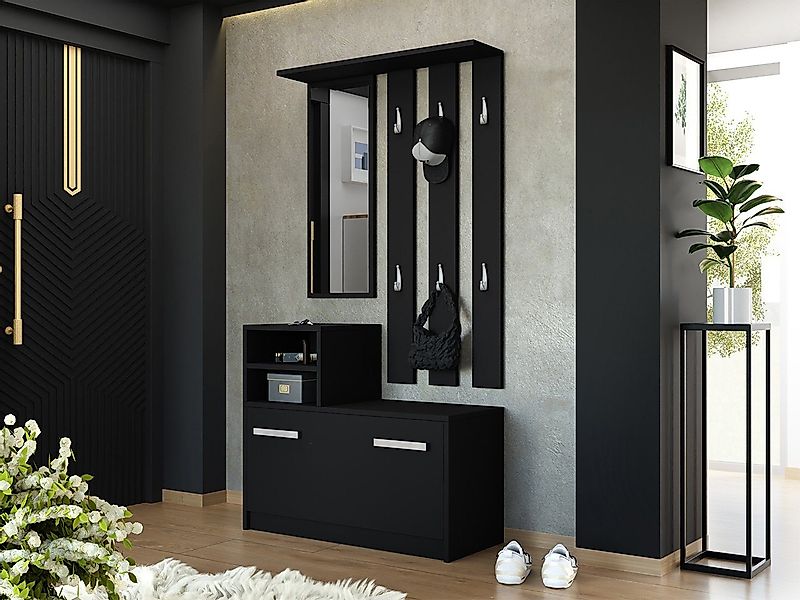 MIRJAN24 Garderoben-Set Kolom, mit 6 Kleiderhaken, Spiegel, Schuhschrank, W günstig online kaufen