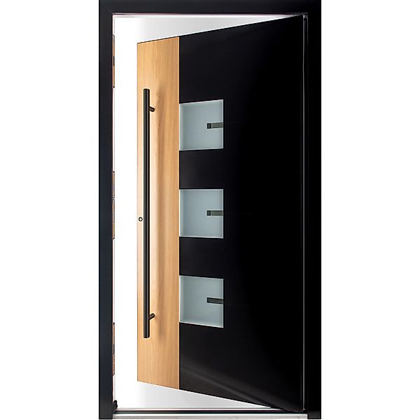 Moderno Haustür M330P Bicolor Wood Schwarz-Eiche Natur 100 cm x 210 cm DIN günstig online kaufen