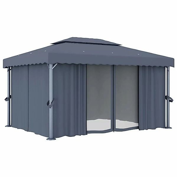 vidaXL Pavillon mit Vorhang 4x3 m Anthrazit Aluminium günstig online kaufen