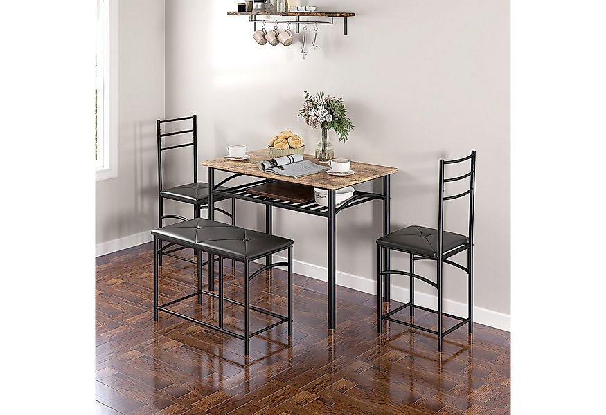 HOMCOM Essgruppe Platzsparendes Set aus Tisch, 2 Stühlen und Bank, (Esszimm günstig online kaufen