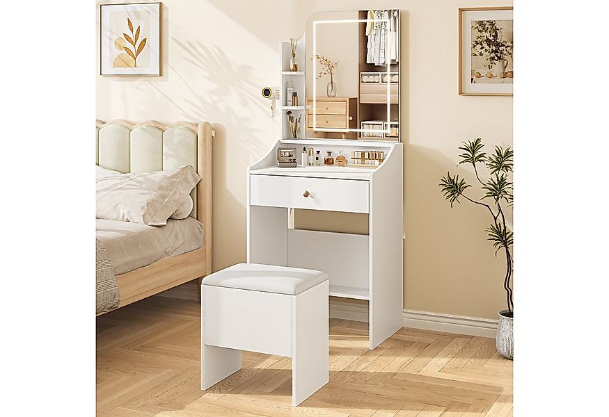 Dripex Schminktisch Schminktisch mit LED-Beleuchtung, Kosmetiktisch mit Hoc günstig online kaufen