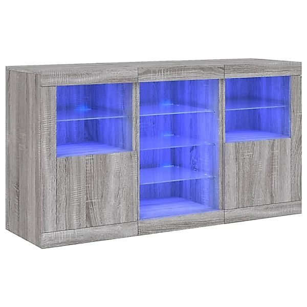 vidaXL Sideboard mit LED-Leuchten Grau Sonoma 123x37x67 cm 3209084 günstig online kaufen