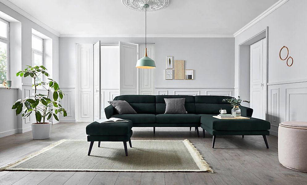 OTTO home Ecksofa "Bille L-Form" mit Naht im Rückenkissen und Beinen aus Ei günstig online kaufen