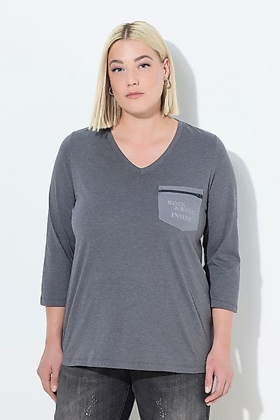 Ulla Popken T-Shirt Shirt Zipp-Brusttasche Classic günstig online kaufen