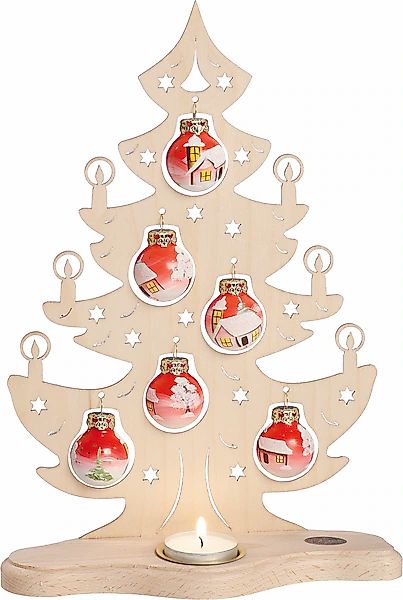 SAICO Original Teelichthalter »Tannenbaum mit roten handbemalten Glaskugeln günstig online kaufen