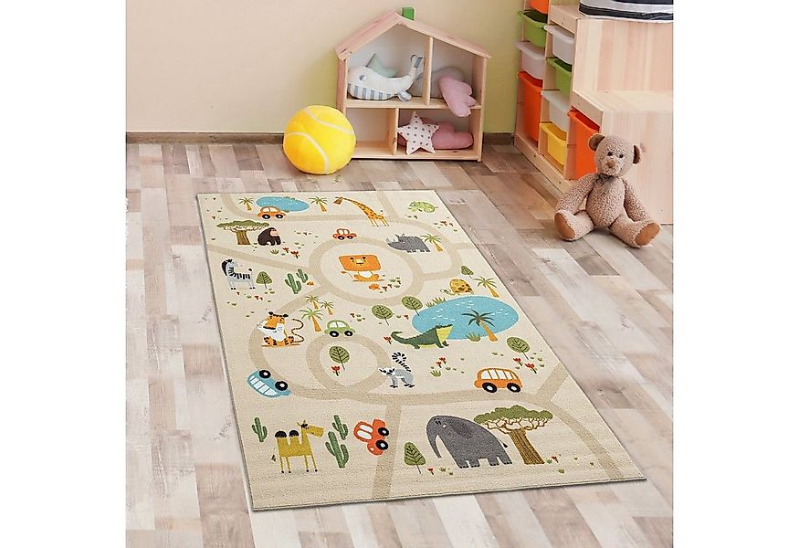 Carpetia Teppich Kinderteppich Safari / Straße Spielteppich beige, rechteck günstig online kaufen