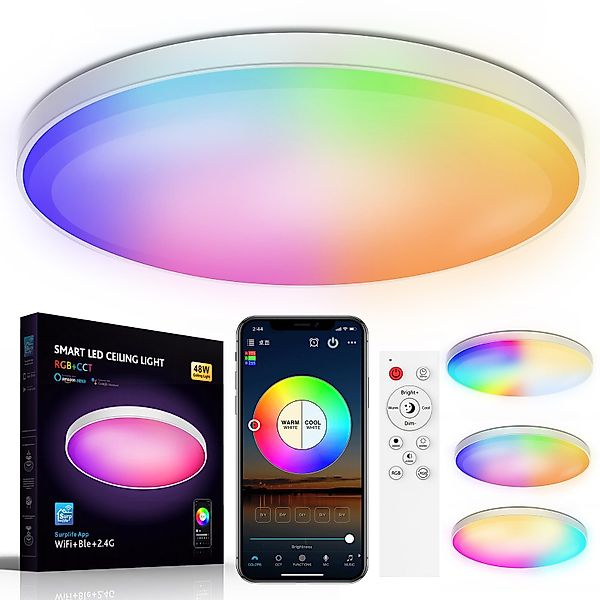 Rosnek LED Deckenleuchte 48/30W, RGB+CCT, WiFi, günstig online kaufen