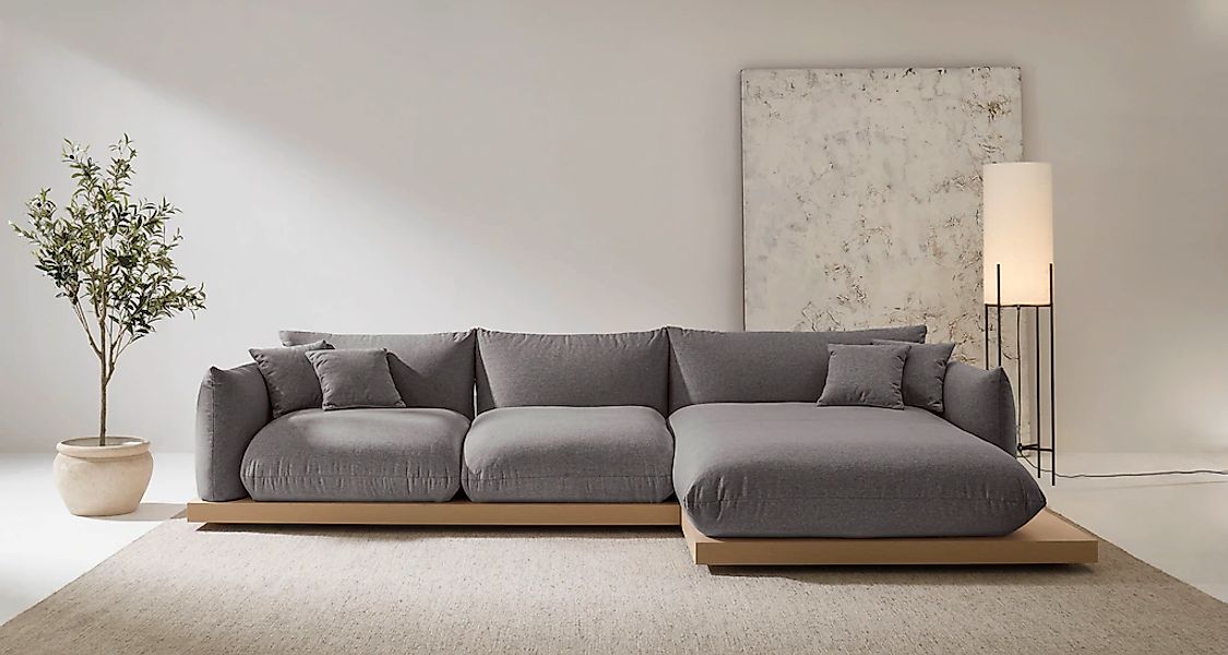 OTTO home Ecksofa "Kalix, Polsterecke mit kräftigem Holz-Plateau, moderne C günstig online kaufen