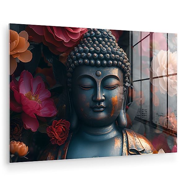 MuchoWow Acrylglasbild Buddha - Blumen - günstig online kaufen